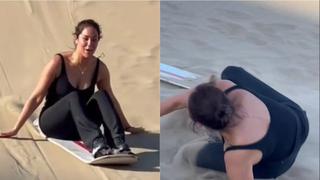 Karen Schwarz terminó “mordiendo el polvo” tras un intento fallido de hacer sandboarding