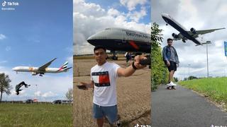 Joven se vuelve viral en TikTok por hacer acrobacias debajo del paso de los aviones