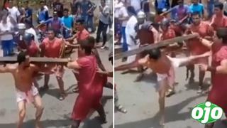Interpretación  del ‘Vía crucis’ se sale de control cuando Jesús golpea a soldado romano