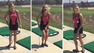 Bella jugadora de golf hace dominadas con la pelota y se le mete en sus partes íntimas (VIDEO)