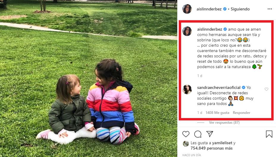 Sandra Echeverría comentó post de Aislinn Derbez. (Foto: Captura Instagram) 
