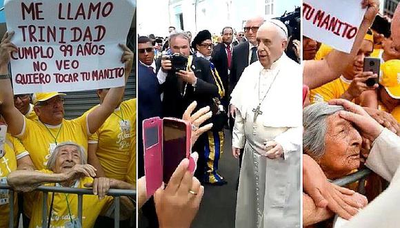 Difunden video del preciso momento en que el papa Francisco se acerca a anciana invidente