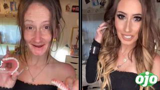 Tik Tok: Mujer se transforma al 100% al usar maquillaje y dientes postizos | VIDEO