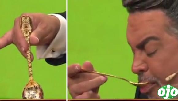 Andrés Hurtado come plato de garbanzos con su cuchara ‘Versace’