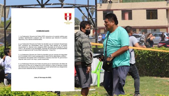 La Federación Peruana de Fútbol (FPF) condenó los actos de violencia cometidos este sábado en la VIDU. Foto: @jferrari5.