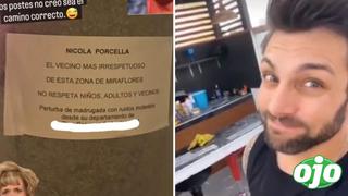 Nicola Porcella reta a sus vecinos que se quejan de sus fiestas: “Los invito”