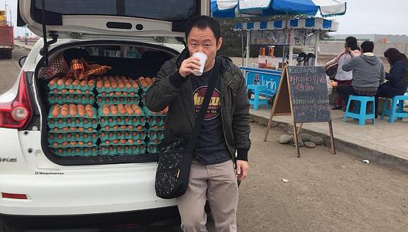 Kenji Fujimori presenta su nueva faceta: vendedor de huevos (FOTOS)
