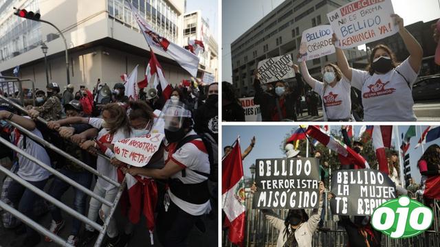 Marcha de mujeres en el Centro de Lima