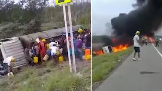 Pobladores saqueaban camión de combustible, pero explosión terminó matándolos | VIDEO 