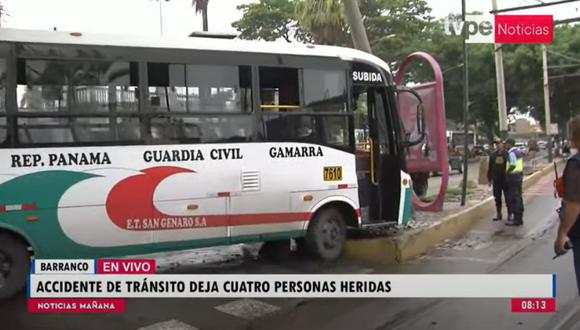Accidente de tránsito se registró esta mañana en Barranco. Foto: TV Perú Noticias