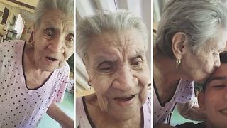 La bella reacción de una abuelita al verse por primera vez en el celular (VIDEO) 