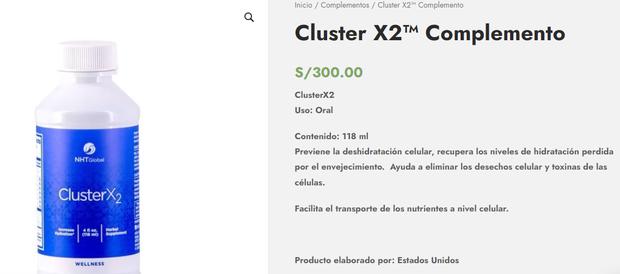 Cluster X2™ Complemento. Producto elaborado por: Estados Unidos 