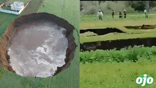 Viral: el escalofriante momento en que se hunde la tierra y se forma un socavón gigante en zona de cultivo 