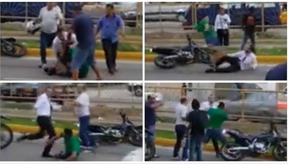 ​Dos hombres se agarran a golpes en plena avenida Universitaria (VIDEO)