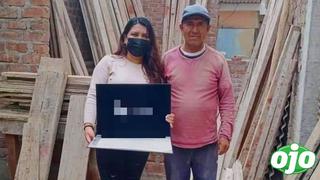 Joven sorprende a su papá llevándole su título universitario a la obra de construcción donde trabaja 