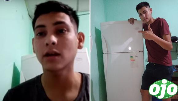 Joven celebra que se compró su primer refrigeradora. Foto: (Captura/Video | Twitter).